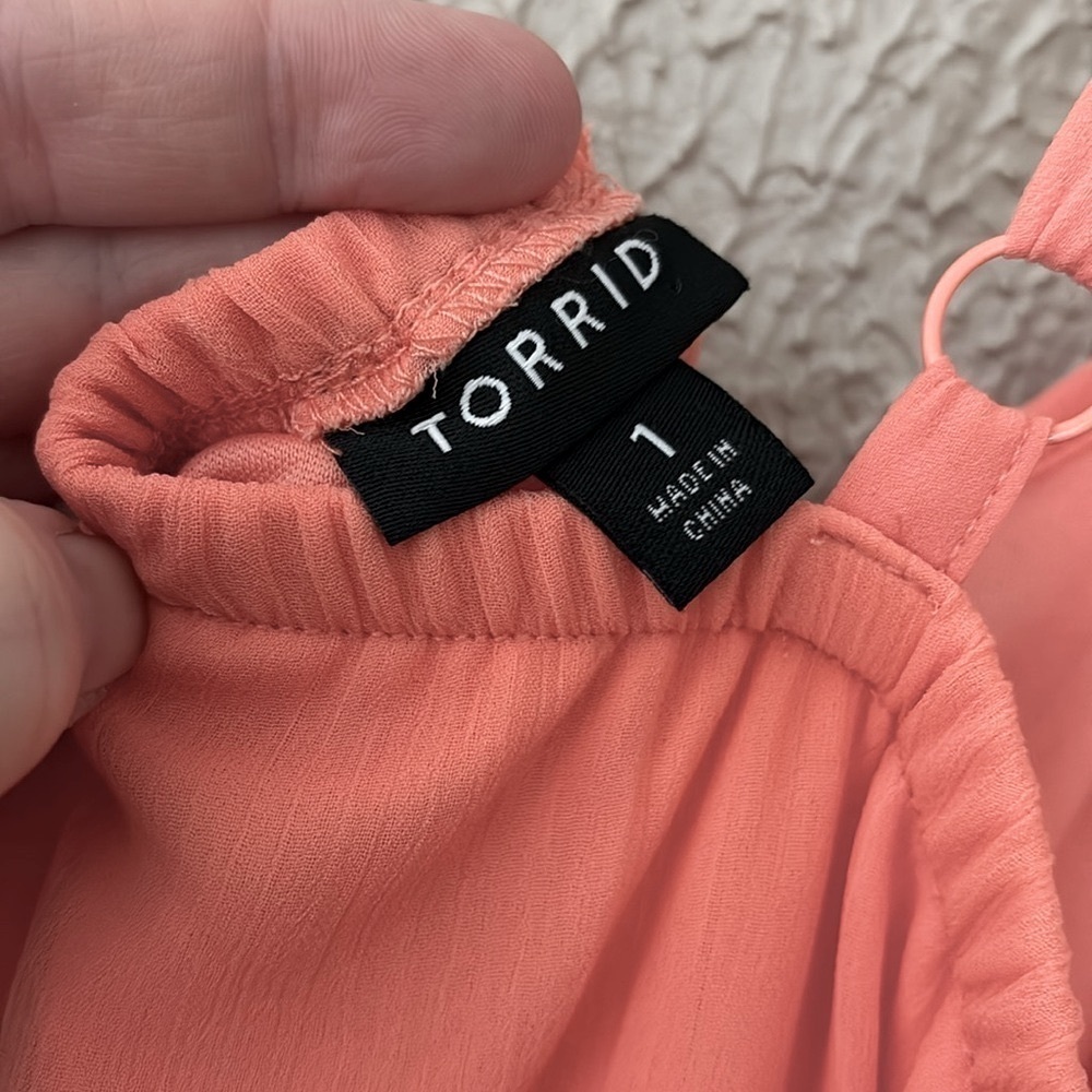 Women’s Plus Size Torrid Coral Chiffon Spaghetti Strap Skater Dress 1X Spring - Picture 8 of 10